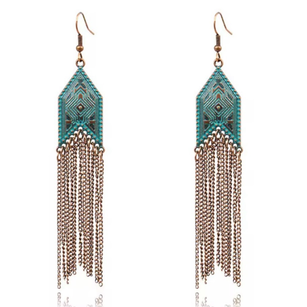 Turquoise and Copper Dangle Earrings